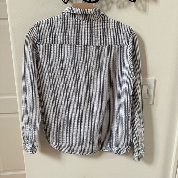 STARK X Striped Button Down Shirt in Gray and White S NWOT - Picture 8 of 14